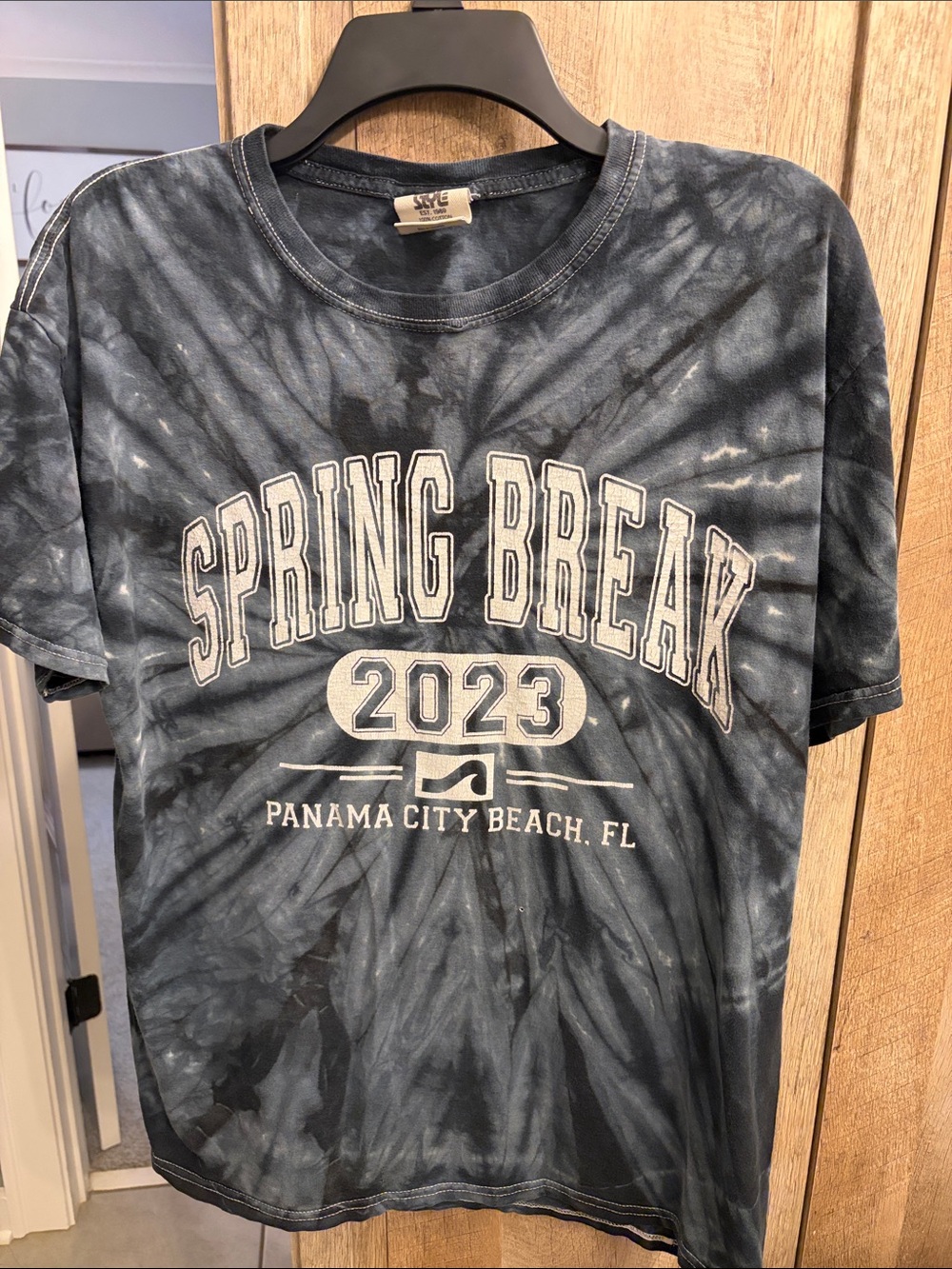 surf style dark blue Tie-Dye "Spring Break 2023" Panama City Beach Tee unisex